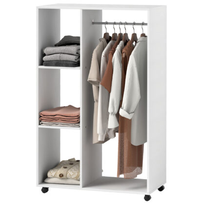 HOMCOM Mobilná šatníková skriňa 80 x 40 x 128 cm biela