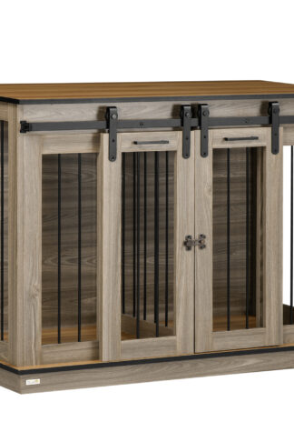 PAWHUT Klietka pre psa 2 v 1 s dvoma dvierkami 120 x 89 x 60 cm dub