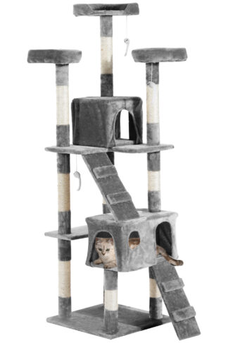 PAWHUT Škrabadlo pre mačky XXL 49 x 173 x 49 cm sivé