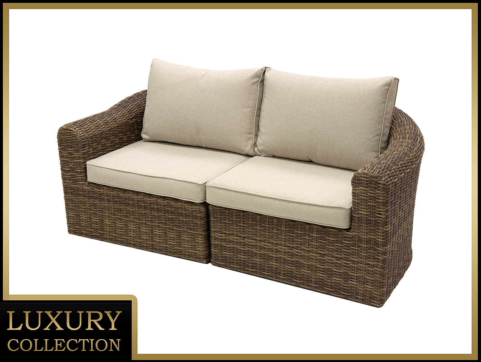 DEOKORK Ratanová lavica pre 2 osoby BORNEO LUXURY (hnedá)